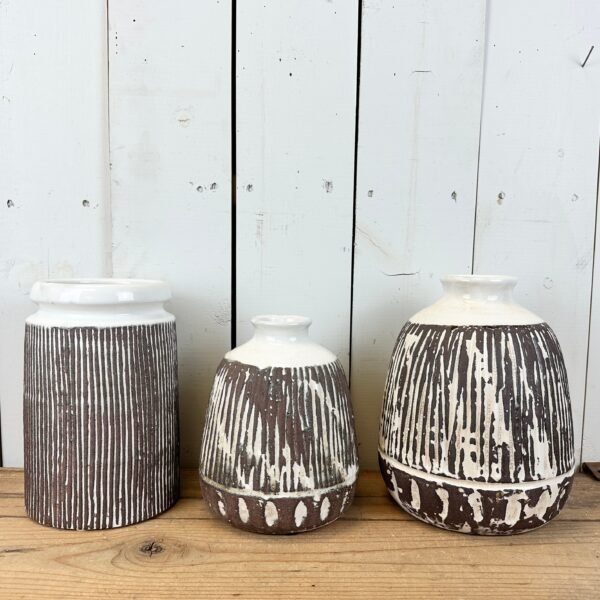 Brown and Cream Vases - Image 2