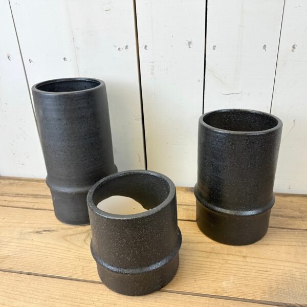 Black Textured Canister Vases - Image 4