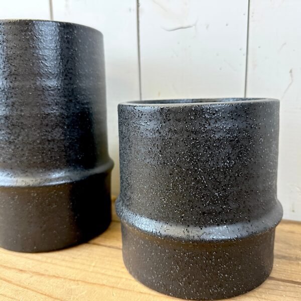 Black Textured Canister Vases - Image 5