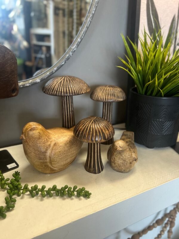 Carved Wooden Mushrooms, 3 sizes available - Image 2