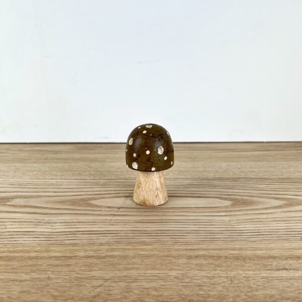 Brown Polka Dot Wooden Mushrooms, 4 sizes available - Image 4