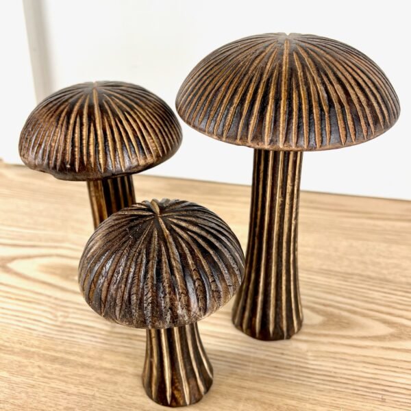Carved Wooden Mushrooms, 3 sizes available - Image 3
