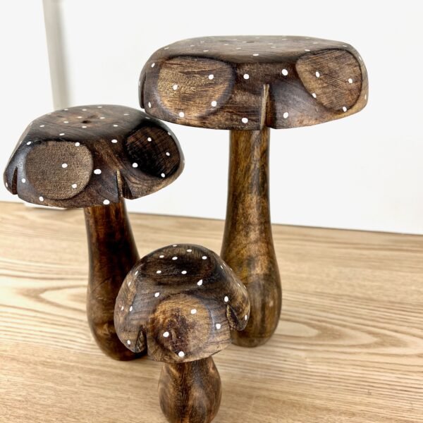 Wooden Mushrooms with Polka Dots, 3 sizes - Image 2