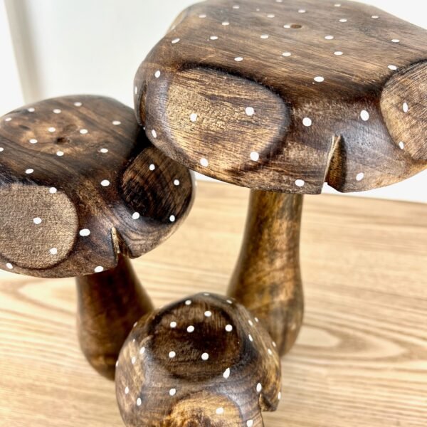 Wooden Mushrooms with Polka Dots, 3 sizes - Image 3