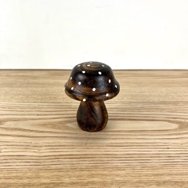 Brown Polka Dot Wooden Mushrooms, 3 sizes available - Image 5