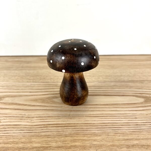 Brown Polka Dot Wooden Mushrooms, 3 sizes available - Image 6