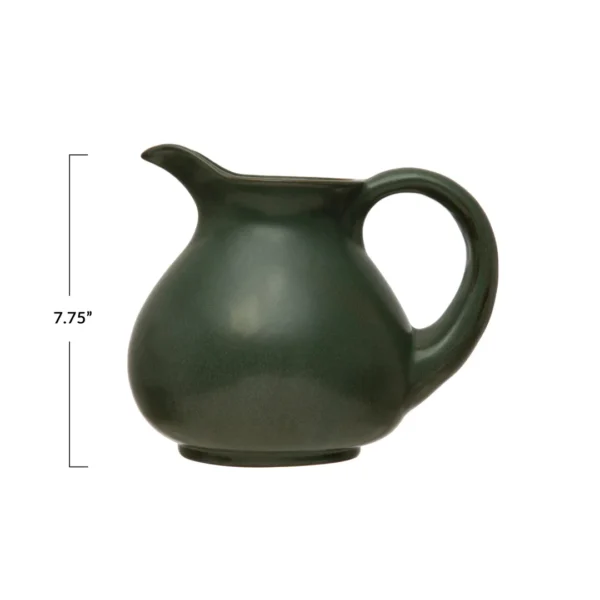 Deep Green Stoneware Pitcher - Image 6